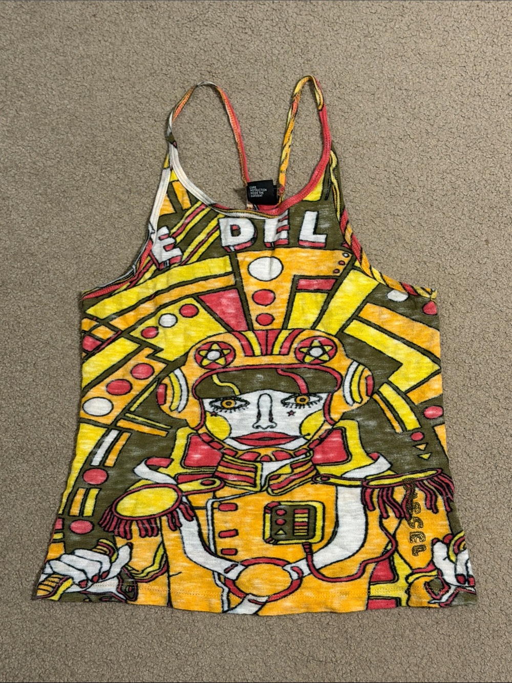Diesel Yellow Multicolor Graphic Tank Top